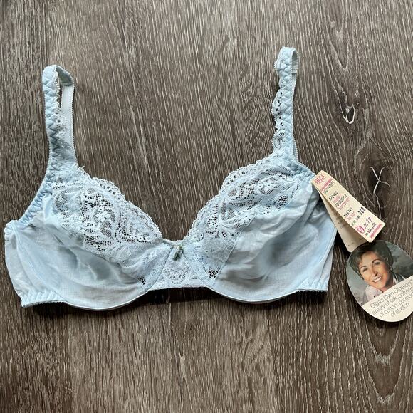 NWT Vintage Olga Lace Unlined Underwire Bra Light Blue 36B - Picture 1 of 8